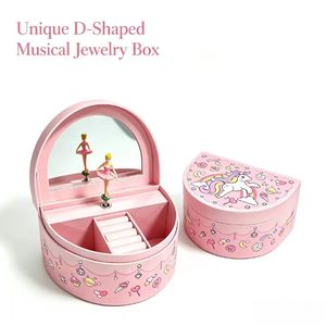 YIYU OEM ODM Scatola Portagioie Musicale per Bambini con Ballerina Rotante - Scatola Portagioie a Mezzaluna Rosa per Regalo di Compleanno per Ragazze - Product Image 1