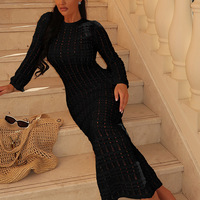 Nouvelle Robe Longue à Manches Longues et Découpes Texturées pour Femme, Dos Nu, Style Cardigan, Kaftan de Plage pour les Vacances