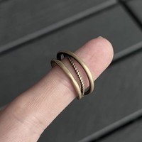 Bague ouverte torsadée en cuivre électroplaqué vieilli, style vintage et rétro, personnalisable, empilable, pour l'index, tendance Instagram