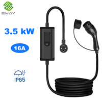 Nouveau chargeur EV portable 3,5 kW 16A Type 1 avec câble de 5 m, courant réglable, étanche IP65, certifié CE, charge rapide