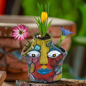 Contemporaneo astratto a forma di volto colorato <span class=keywords><strong>vaso</strong></span> di fiori ornamenti per il <span class=keywords><strong>cortile</strong></span> esterno balcone <span class=keywords><strong>piante</strong></span> verdi <span class=keywords><strong>in</strong></span> <span class=keywords><strong>vaso</strong></span> per uso giardino - Product Image 3
