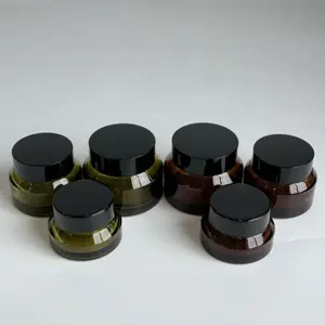 In Stock Wholesale Luxury Amber Cosmetic Glass Jars For Skin Care 15g 30g 50g Glass Face Cream Jar