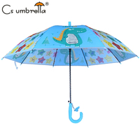 Parapluie droit YS-6016 pour enfants, motif dinosaure mignon, nouveau design avec sifflet, poignée assortie, commande semi-automatique