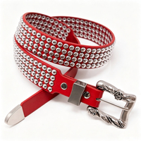 Robuster Vollbesetzter Pilzkopf-Nieten-Gürtel Streetwear Unisex Harajuku Western PU-Leder Cowboy-Kleidungsgürtel