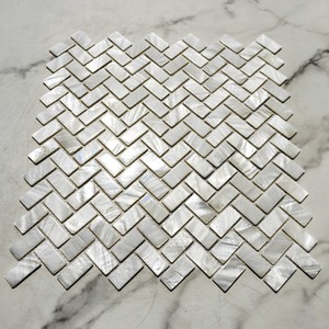 Placa de Mosaico de Concha de Madrepérola Ultra Branca com Padrão Espinha de Peixe para Backsplash de Cozinha - Product Image 3