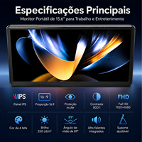 Moniteur portable 15,6 pouces Wi-Fi sans fil 1080P IPS, deuxième écran externe avec support pour ordinateur portable, téléphone, jeux, vente en gros