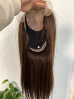 Perruque médicale en soie, cheveux humains vierges, sans colle, avec dentelle frontale, nœuds blanchis, couleur naturelle, perruque personnalisée