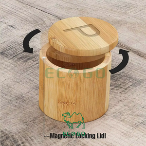 Caja de madera de bambú para sal y pimienta, tapas giratorias magnéticas, contenedores de especias, cajas de madera para cocina - Product Image 3