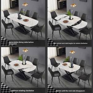 Ensemble de table à manger à pieds en métal en marbre pour la maison de restaurant conçu par un designer - Product Image 4