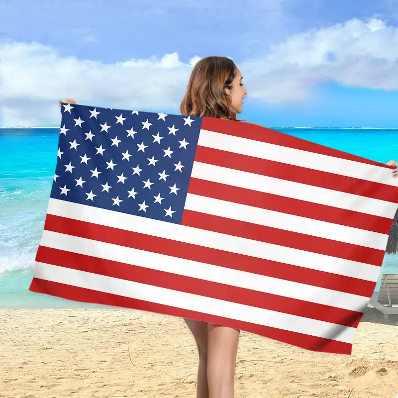 Serviette de plage ronde, drapeau personnalisé, sublimation, en microfibre imprimé, vente en gros,