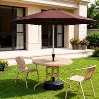 Ensemble de table et chaises de jardin en métal avec plateau en verre et parasol pour terrasse, jardin, bistrot, 4 chaises