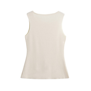 Gilet da <span class=keywords><strong>donna</strong></span> elegante stile coreano canotta <span class=keywords><strong>monopetto</strong></span> in oro lavorato a maglia alla moda canotta semplice da <span class=keywords><strong>donna</strong></span> - Product Image 5