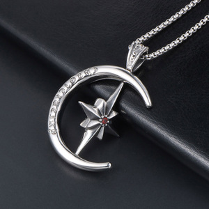 Rotating Eight Pointed Star Ruby Pendant <b>Titanium</b> Steel Necklace For Men Women Gift SP639 - Product Image 4