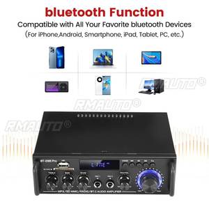 เครื่องขยายเสียงไฮไฟ 2.0 ช่องดิจิตอลบลูทูธเครื่องขยายเสียง 12V 240V รองรับบลูทูธ USB SD วิทยุพร้อมรีโมทคอนโทรล EU - Product Image 2