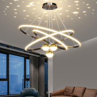 Décoration d'intérieur, lampe suspendue à 3 anneaux pour plafond haut, salon, luminaire rond moderne en aluminium, lustre nordique de luxe, luminaire suspendu pour restaurant