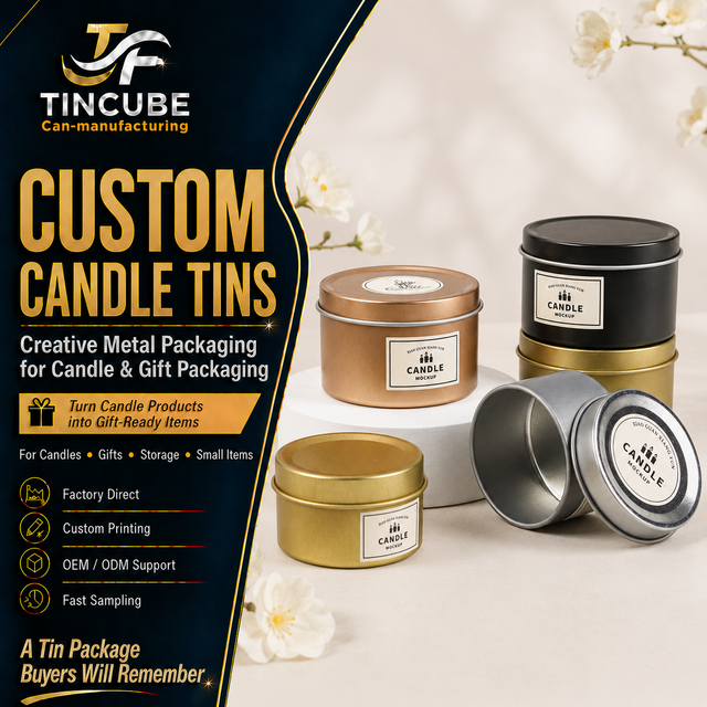 Premium Round Tin Box for Cosmetics Candle Candy and Gifts Custom Printed Metal Storage case with Matte Gloss Finish Options