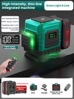 Niveau laser vert 4D à 8 lignes auto-nivelant 360° intérieur/extérieur 100-240V alimenté par batterie pour le bricolage