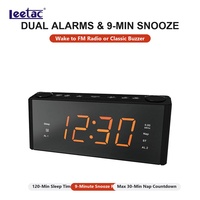 Radio Jam Alarm Ganda dengan Layar LED Oranye 1,8 Inci, Radio Digital FM PLL dengan Speaker Stereo Terintegrasi, Fitur Snooze dan Pengatur Waktu Tidur
