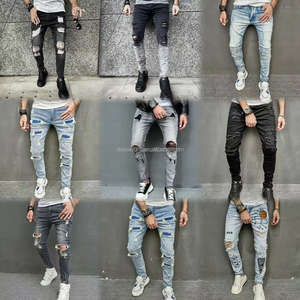 กางเกงยีนส์ผ้ายีนส์สำหรับผู้ชายกางเกงทำงานสีดำยืดหยุ่นมีกระเป๋าสำหรับขี่<span class=keywords><strong>จักรยาน</strong></span> - Product Image 1