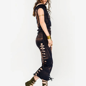 Robe de soirée mi-longue moulante pour <span class=keywords><strong>femme</strong></span>, style vintage égyptien, asymétrique à une épaule, en maille tissée avec imprimé numérique, à lacets latéraux, motif <span class=keywords><strong>aigle</strong></span> – Grande Vente - Product Image 2