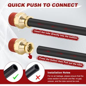 Conectores Rápidos de Empuje, Codo Recto Macho de Latón, Combinación Aprobada por DOT, Adaptador de Línea de Freno de Aire, Kit de Suspensión Neumática, Suave - Product Image 3