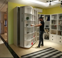 Lit mural discret, multifonction, moderne et pliable, avec bibliothèque