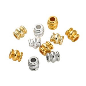 Three Layer Spacer Beads Barrel Shape <b>Copper</b> Plated 14K Gold Silver For <b>Bracelet</b> Making Jewelry Findings Components - Product Image 5