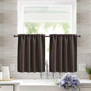 Polyester düz renk yüksek kalite karartma perdeleri üreticileri toptan mutfak pencere kısa perdeler - Product Image 4