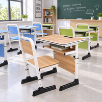 Ensemble bureau et chaise pour étudiants, mobilier de classe, table et chaise d'école pour l'école primaire, secondaire et universitaire