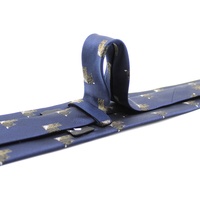 Cravate pour hommes en gros de Chine bleu marine en microfibre polyester tissé jacquard animal de compagnie chien grandes cravates personnalisées pour hommes