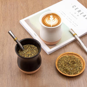 Ensemble de tasses à thé en céramique, tasse individuelle avec poignée, blanc, noir, bleu, couleur unie, double paroi, pour usage domestique - Product Image 2