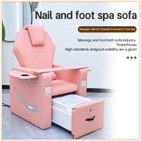 Fauteuils de pédicure roses avec pompe de vidange, chaise de manucure spa professionnelle de luxe confortable, fournisseur pour salon de manucure