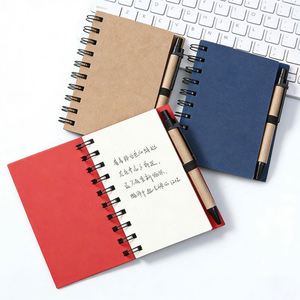 Cahiers spirales personnalisés avec stylos, cahiers imprimés pour étudiants, cahiers spirales en papier kraft - Product Image 2