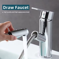 Robinet de lavabo design avec bec extractible en acier inoxydable poli de qualité supérieure