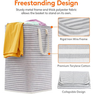 Panier à linge pliable CF, design autoportant et imperméable, 80L chacun, avec poignées, pour chambre et buanderie - Product Image 2