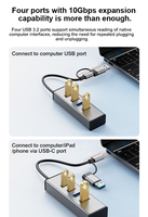 Station d'accueil 4 en 2 personnalisable, hub 3.2, prend en charge la transmission de données à 10 Gbps pour les accessoires informatiques, ordinateur portable, PC