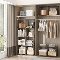 Organisateur de placard portable gris DIY pour chambre à coucher, étagère de rangement pour vêtements, organisateur de placard en cubes, organisateur de placard 16 cubes