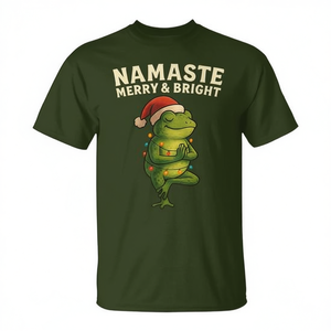 Camiseta Yoga Frog con luces navideñas y vibes festivos Namaste - Product Image 2