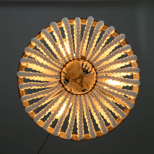 <span class=keywords><strong>Lampadario</strong></span> con perline in legno antico rustico Boho Farmhouse lampada a sospensione finitura bianca per camera da letto, isola della cucina, stanza della ragazza - Product Image 3