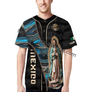 เสื้อเจอร์ซีย์เม็กซิโกแบบกำหนดเอง พระแม่มารี พระแม่แห่งกัวดาลูป ซาน จูดาส ทาเดโอ พระเยซูเม็กซิกัน เสื้อซอฟต์บอล เบสบอล - Product Image 4