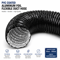 Tuyau flexible industriel en aluminium recouvert de PVC sur mesure, de 50 mm à 500 mm, pour hotte de cuisine et cuisinière à gaz