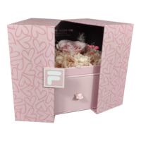 Boîte cadeau rose pour montre à double porte avec revêtement UV, doublure en éponge, papier gaufré, design double couche, fermeture magnétique réutilisable