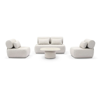 Ensemble de salon d'extérieur 4 places couleur personnalisée avec table basse en aluminium thermolaqué blanc