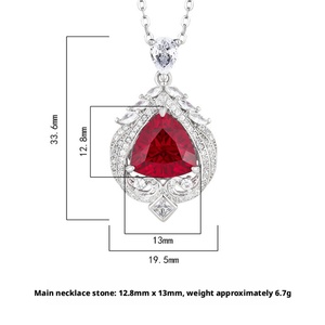 Wholesale Trendy 12mm Triangle Cut Red Cubic Zirconia Eco-friendly Copper Jewelry Elegant Pendant Necklace for Female Daily Wear - Product Image 2