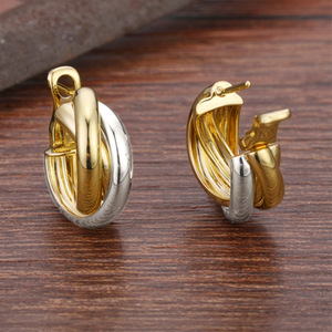Orecchini a Cerchio a Spirale Vintage da Donna, Bicolore, Rotondi, per Uso Quotidiano, Accessori per Orecchie - Product Image 6