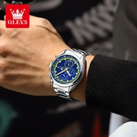 Jam Tangan Pria OLEVS 2026 Terbaru, Bahan Stainless Steel Tahan Air, Bercahaya, Kronograf, Tanggal, Kasual, Fashion, Original, Quartz