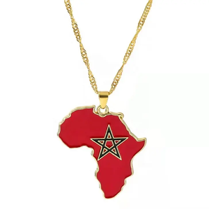 <span class=keywords><strong>Maroc</strong></span> <span class=keywords><strong>Pas</strong></span> <span class=keywords><strong>Cher</strong></span> <span class=keywords><strong>Voyage</strong></span> Cadeau Plaqué Or Drapeau National Alliage Pendentif Plusieurs Pays Carte Collier - Product Image 1
