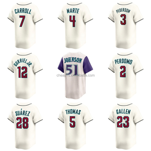 Maglia da Baseball dei Arizona Diamondbacks con Ricamo all'Ingrosso # 51 Randy <span class=keywords><strong>Johnson</strong></span> # 7 Corbin Carroll # Abbigliamento da softball 4 Ketel Marte - Product Image 1