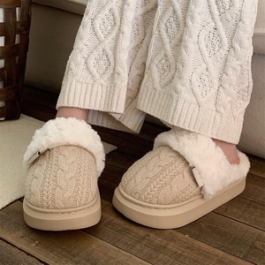 <span class=keywords><strong>Chaussons</strong></span> tricotés en peluche pour femmes avec doublure en polaire confortable, semelle antidérapante et mousse à mémoire de forme, chaussures d'intérieur/d'extérieur ODM/OEM - Product Image 4