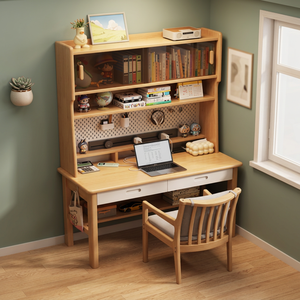 Wood <b>Study</b> <b>Desk</b> with Bookshelf Storage for Kids Bedroom Home Office Furniture Set - Product Image 1